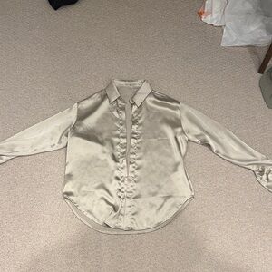 Silky Beige Button-Up Blouse